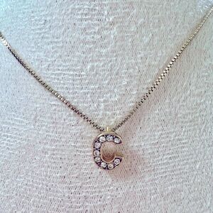 Anne Klein Gold Pave Initial “C” Necklace